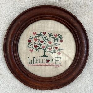 Vintage Welcome Cross Stitch Sign Handmade Made In 1988